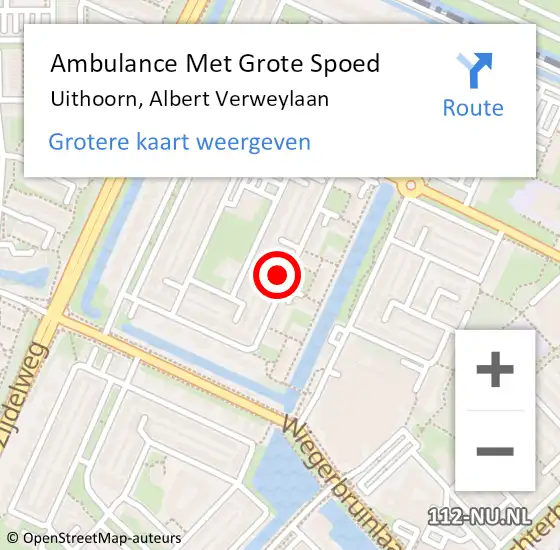 Locatie op kaart van de 112 melding: Ambulance Met Grote Spoed Naar Uithoorn, Albert Verweylaan op 25 april 2024 20:20