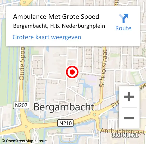 Locatie op kaart van de 112 melding: Ambulance Met Grote Spoed Naar Bergambacht, H.B. Nederburghplein op 25 april 2024 20:32
