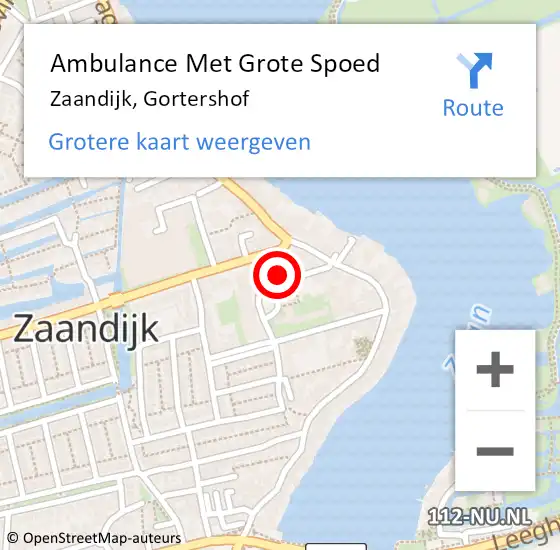 Locatie op kaart van de 112 melding: Ambulance Met Grote Spoed Naar Zaandijk, Gortershof op 25 april 2024 20:36