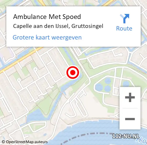 Locatie op kaart van de 112 melding: Ambulance Met Spoed Naar Capelle aan den IJssel, Gruttosingel op 25 april 2024 20:46