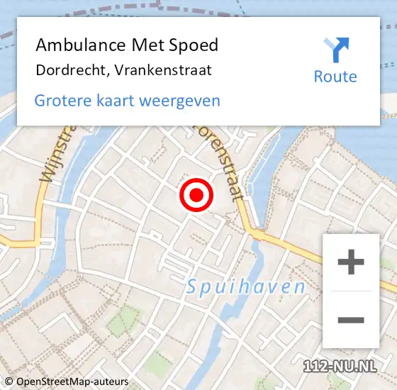 Locatie op kaart van de 112 melding: Ambulance Met Spoed Naar Dordrecht, Vrankenstraat op 25 april 2024 21:09