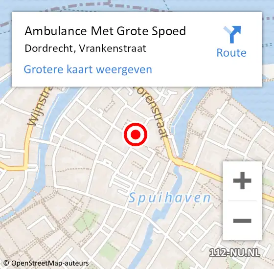Locatie op kaart van de 112 melding: Ambulance Met Grote Spoed Naar Dordrecht, Vrankenstraat op 25 april 2024 21:13