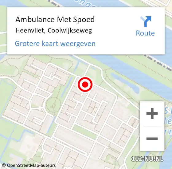 Locatie op kaart van de 112 melding: Ambulance Met Spoed Naar Heenvliet, Coolwijkseweg op 25 april 2024 21:15