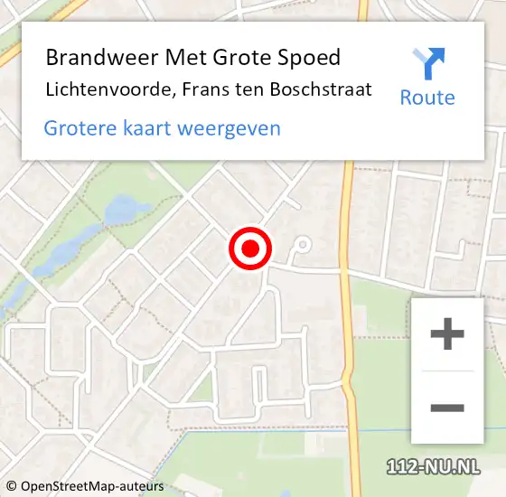 Locatie op kaart van de 112 melding: Brandweer Met Grote Spoed Naar Lichtenvoorde, Frans ten Boschstraat op 25 april 2024 21:30