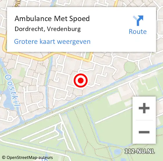 Locatie op kaart van de 112 melding: Ambulance Met Spoed Naar Dordrecht, Vredenburg op 25 april 2024 21:32