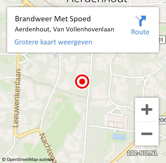 Locatie op kaart van de 112 melding: Brandweer Met Spoed Naar Aerdenhout, Van Vollenhovenlaan op 25 april 2024 21:33