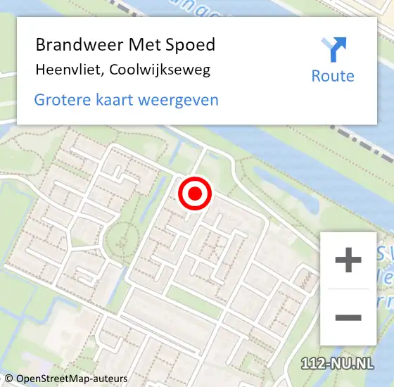 Locatie op kaart van de 112 melding: Brandweer Met Spoed Naar Heenvliet, Coolwijkseweg op 25 april 2024 21:52