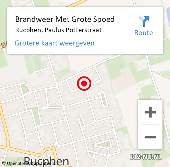 Locatie op kaart van de 112 melding: Brandweer Met Grote Spoed Naar Rucphen, Paulus Potterstraat op 25 april 2024 22:40