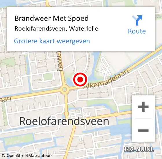 Locatie op kaart van de 112 melding: Brandweer Met Spoed Naar Roelofarendsveen, Waterlelie op 25 april 2024 23:02