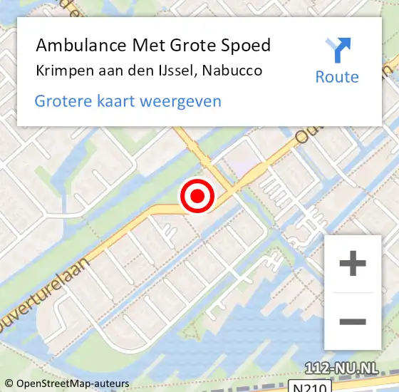 Locatie op kaart van de 112 melding: Ambulance Met Grote Spoed Naar Krimpen aan den IJssel, Nabucco op 25 april 2024 23:02