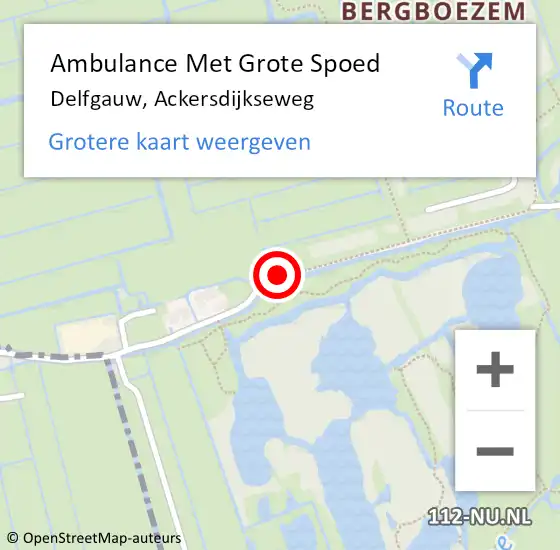 Locatie op kaart van de 112 melding: Ambulance Met Grote Spoed Naar Delfgauw, Ackersdijkseweg op 25 april 2024 23:18