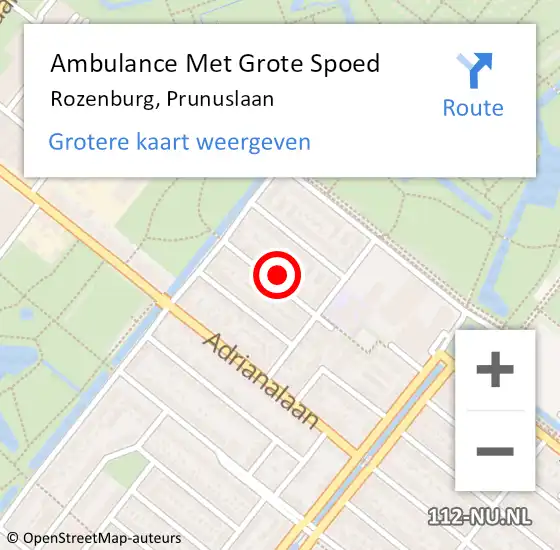 Locatie op kaart van de 112 melding: Ambulance Met Grote Spoed Naar Rozenburg, Prunuslaan op 25 april 2024 23:26
