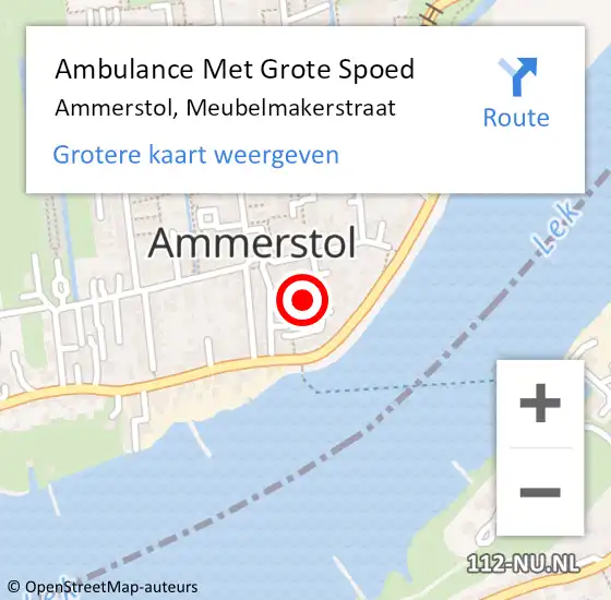 Locatie op kaart van de 112 melding: Ambulance Met Grote Spoed Naar Ammerstol, Meubelmakerstraat op 26 april 2024 00:10