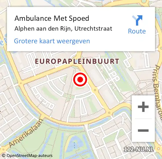Locatie op kaart van de 112 melding: Ambulance Met Spoed Naar Alphen aan den Rijn, Utrechtstraat op 26 april 2024 00:39