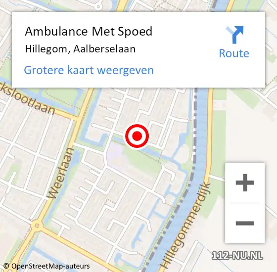 Locatie op kaart van de 112 melding: Ambulance Met Spoed Naar Hillegom, Aalberselaan op 26 april 2024 00:48