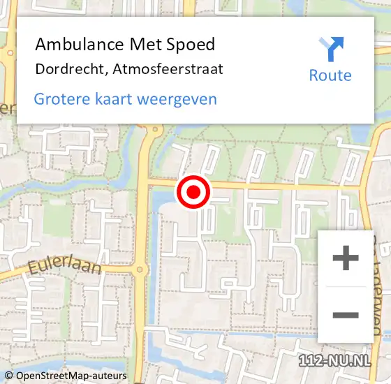 Locatie op kaart van de 112 melding: Ambulance Met Spoed Naar Dordrecht, Atmosfeerstraat op 26 april 2024 01:20