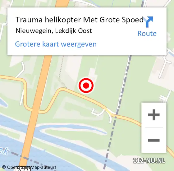 Locatie op kaart van de 112 melding: Trauma helikopter Met Grote Spoed Naar Nieuwegein, Lekdijk Oost op 26 april 2024 01:22