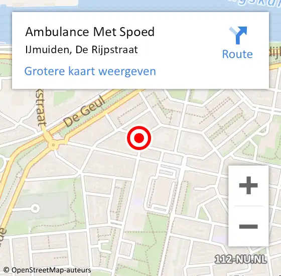 Locatie op kaart van de 112 melding: Ambulance Met Spoed Naar IJmuiden, De Rijpstraat op 26 april 2024 01:35