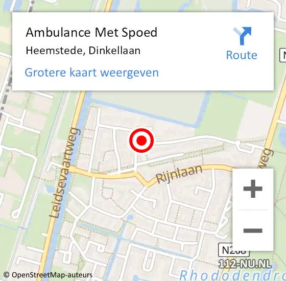 Locatie op kaart van de 112 melding: Ambulance Met Spoed Naar Heemstede, Dinkellaan op 26 april 2024 01:44