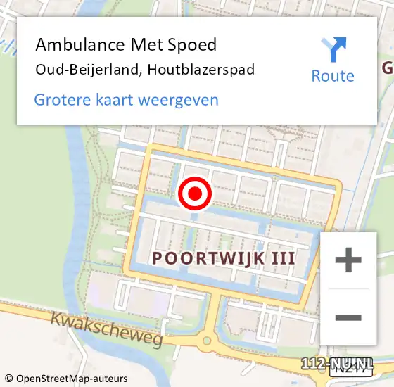 Locatie op kaart van de 112 melding: Ambulance Met Spoed Naar Oud-Beijerland, Houtblazerspad op 26 april 2024 01:45
