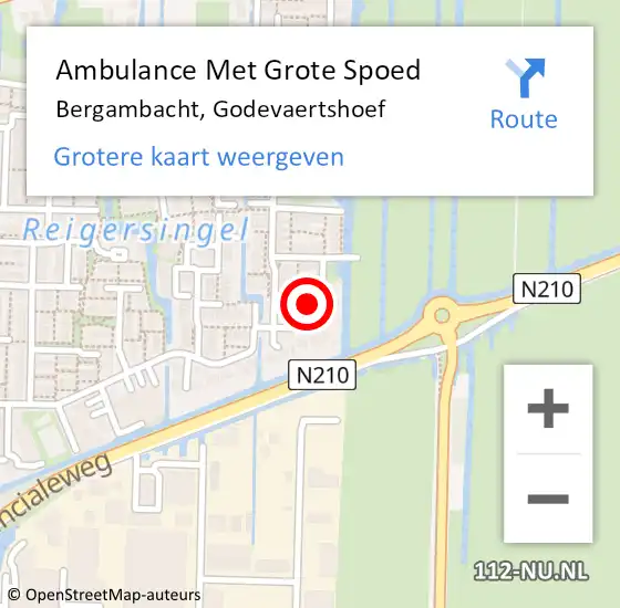 Locatie op kaart van de 112 melding: Ambulance Met Grote Spoed Naar Bergambacht, Godevaertshoef op 26 april 2024 02:47
