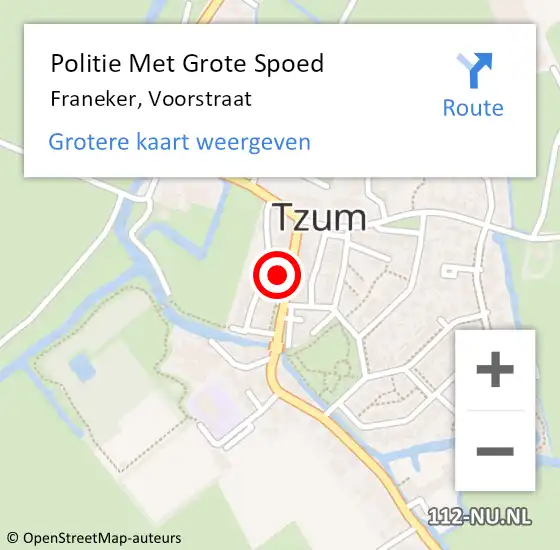 Locatie op kaart van de 112 melding: Politie Met Grote Spoed Naar Franeker, Voorstraat op 26 april 2024 03:41