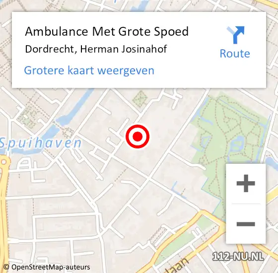 Locatie op kaart van de 112 melding: Ambulance Met Grote Spoed Naar Dordrecht, Herman Josinahof op 26 april 2024 03:51