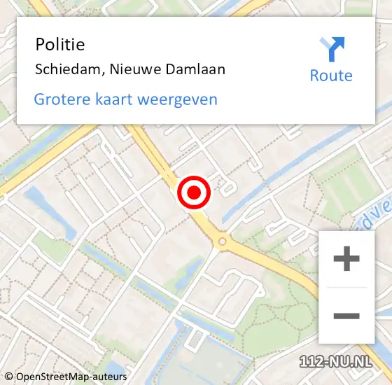 Locatie op kaart van de 112 melding: Politie Schiedam, Nieuwe Damlaan op 26 april 2024 05:17