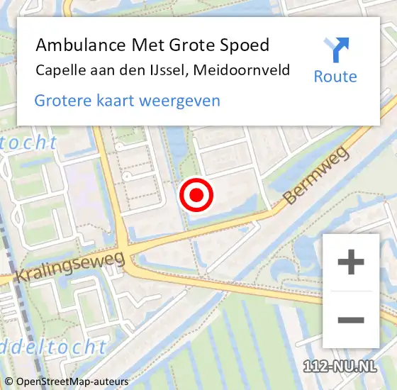 Locatie op kaart van de 112 melding: Ambulance Met Grote Spoed Naar Capelle aan den IJssel, Meidoornveld op 26 april 2024 05:45