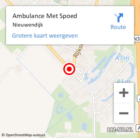 Locatie op kaart van de 112 melding: Ambulance Met Spoed Naar Nieuwendijk op 26 april 2024 07:28