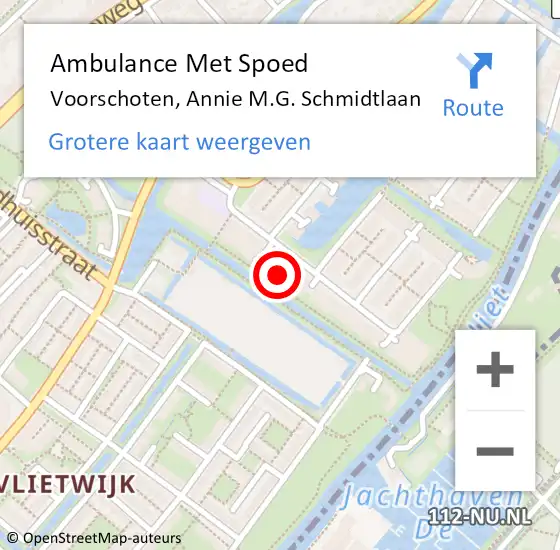 Locatie op kaart van de 112 melding: Ambulance Met Spoed Naar Voorschoten, Annie M.G. Schmidtlaan op 26 april 2024 07:33