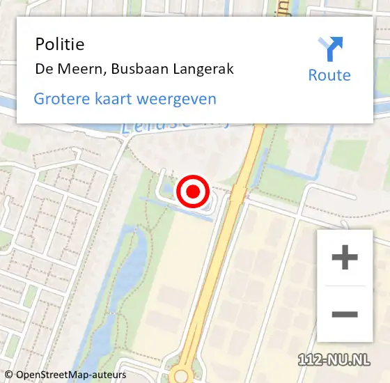 Locatie op kaart van de 112 melding: Politie De Meern, Busbaan Langerak op 26 april 2024 07:35