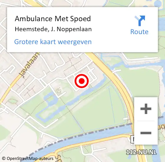 Locatie op kaart van de 112 melding: Ambulance Met Spoed Naar Heemstede, J. Noppenlaan op 26 april 2024 08:03