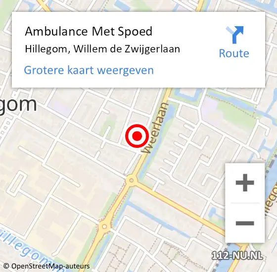 Locatie op kaart van de 112 melding: Ambulance Met Spoed Naar Hillegom, Willem de Zwijgerlaan op 26 april 2024 08:34