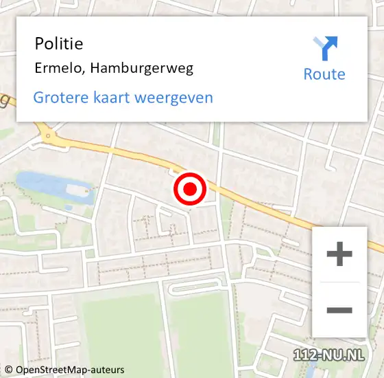 Locatie op kaart van de 112 melding: Politie Ermelo, Hamburgerweg op 26 april 2024 08:56