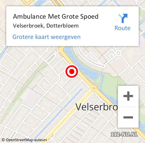 Locatie op kaart van de 112 melding: Ambulance Met Grote Spoed Naar Velserbroek, Dotterbloem op 26 april 2024 09:00