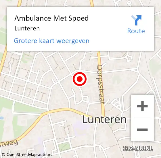 Locatie op kaart van de 112 melding: Ambulance Met Spoed Naar Lunteren op 26 april 2024 09:07