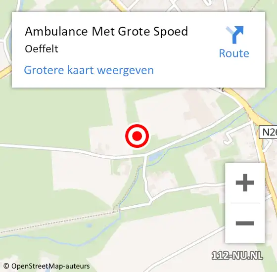 Locatie op kaart van de 112 melding: Ambulance Met Grote Spoed Naar Oeffelt op 26 april 2024 09:22