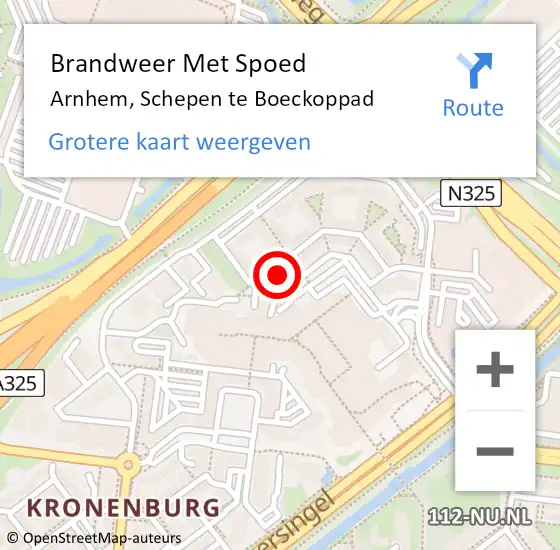 Locatie op kaart van de 112 melding: Brandweer Met Spoed Naar Arnhem, Schepen te Boeckoppad op 26 april 2024 09:58