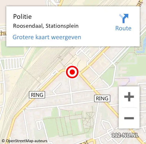 Locatie op kaart van de 112 melding: Politie Roosendaal, Stationsplein op 26 april 2024 09:58
