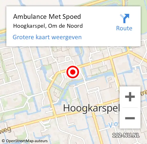 Locatie op kaart van de 112 melding: Ambulance Met Spoed Naar Hoogkarspel, Om de Noord op 26 april 2024 10:02