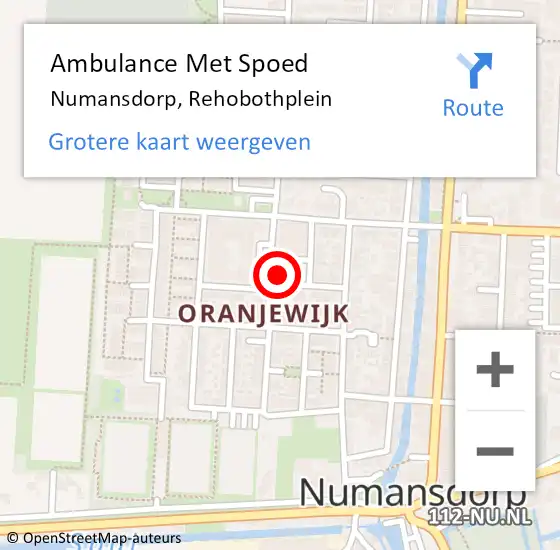 Locatie op kaart van de 112 melding: Ambulance Met Spoed Naar Numansdorp, Rehobothplein op 26 april 2024 10:08