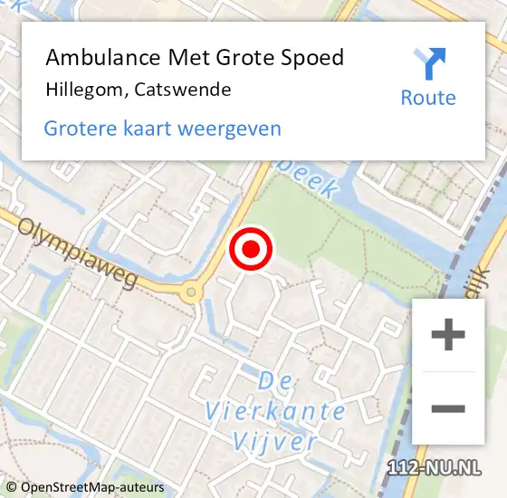 Locatie op kaart van de 112 melding: Ambulance Met Grote Spoed Naar Hillegom, Catswende op 26 april 2024 10:13