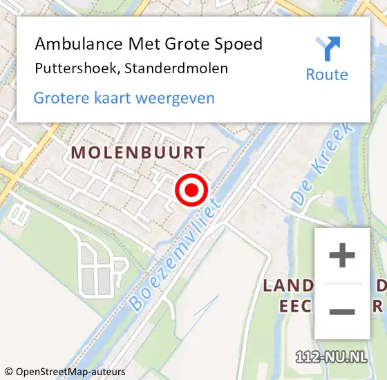 Locatie op kaart van de 112 melding: Ambulance Met Grote Spoed Naar Puttershoek, Standerdmolen op 26 april 2024 10:14