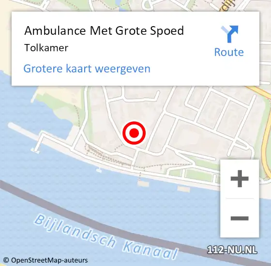 Locatie op kaart van de 112 melding: Ambulance Met Grote Spoed Naar Tolkamer op 26 april 2024 10:18