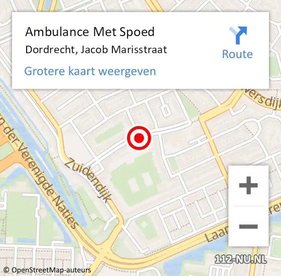 Locatie op kaart van de 112 melding: Ambulance Met Spoed Naar Dordrecht, Jacob Marisstraat op 26 april 2024 10:28