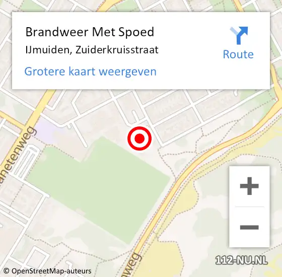 Locatie op kaart van de 112 melding: Brandweer Met Spoed Naar IJmuiden, Zuiderkruisstraat op 26 april 2024 10:34