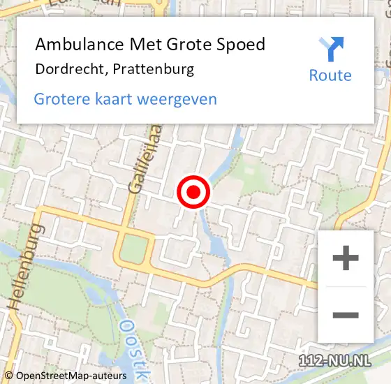 Locatie op kaart van de 112 melding: Ambulance Met Grote Spoed Naar Dordrecht, Prattenburg op 26 april 2024 10:48