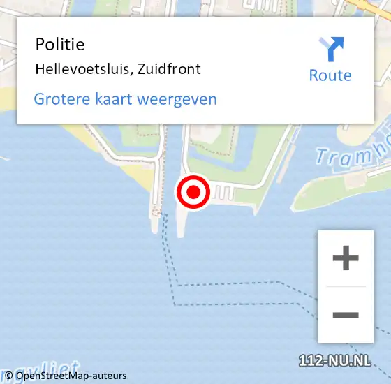 Locatie op kaart van de 112 melding: Politie Hellevoetsluis, Zuidfront op 26 april 2024 10:56