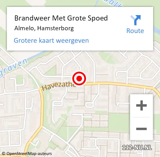 Locatie op kaart van de 112 melding: Brandweer Met Grote Spoed Naar Almelo, Hamsterborg op 26 april 2024 10:57